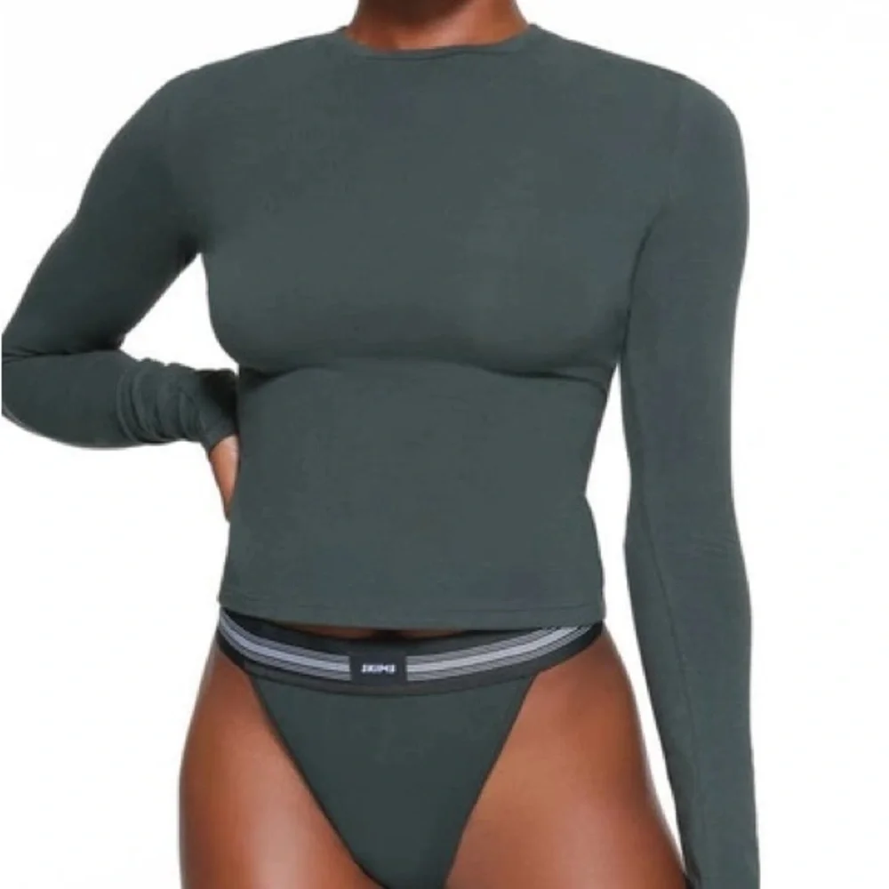 Skims Spruce Green Cotton Jersey Long Sleeve